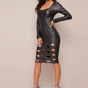 Black Shimmer Cutout Laser Dress Sz XS NEW!